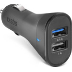 SBS Car Charger Fast 2 Usb Ports 12W 2.4A Black - (CR2USB24AFAST)