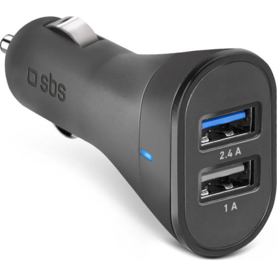 SBS Car Charger Fast 2 Usb Ports 12W 2.4A Black - (CR2USB24AFAST)