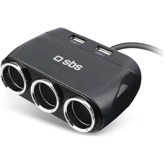 SBS Car Charger MULTI-Socket With Two Usb Ports - (CRSPLIT324AK)
