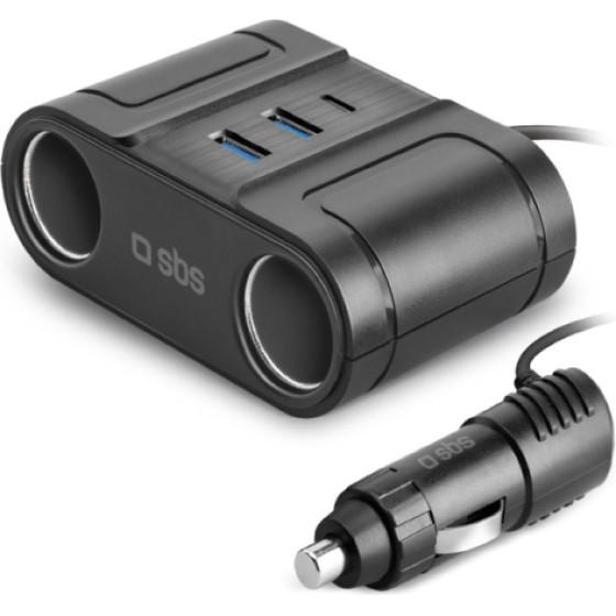 SBS Car Charger Splitter 100W Black - (HWCR2CAR3U)