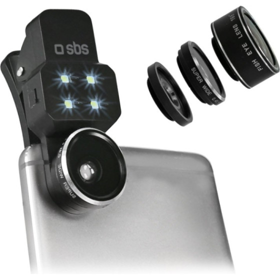 SBS Lens Kit 4 In 1 (Fish EYE, MACRO, Wild ANGLE, FLASH) - (KITLENS41)