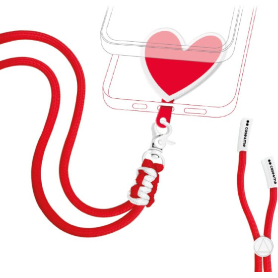 SBS Neck Strap Heart Shaped For Smartphones Red - (UNILACEHEART2)