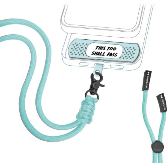 SBS Neck Strap Plast Shaped For Smartphones Cyan - (UNILACEPATCH2)