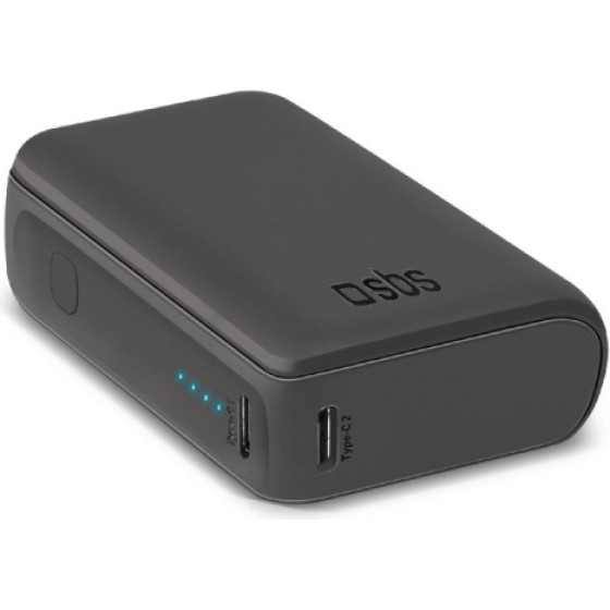 SBS Powerbank 10000 Mah Nanotube 2 Ports Pd 10W Black - (BB10000MINIK)