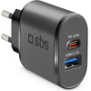 SBS Travel Charger 2 Ports Usb 2.1A & Pd 45W Black - (TRUSBTCPD45WK)