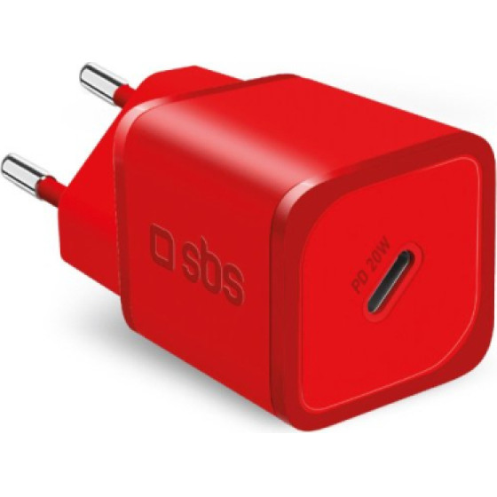 SBS Travel Charger Pd 20W Gan Red - (TRGAN1C20R)