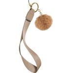 SBS Wrist Strap For Smartphone With Pompom Beige - (CMWINTERLACEB)