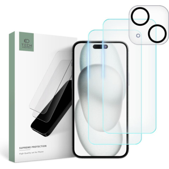 Tech-Protect Supreme Set Tempered Glass Camera + Screen Iphone 15 Plus - (TPSUIP15PL)
