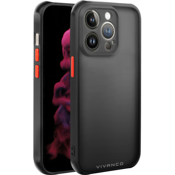 Vivanco Frosted Cover Iphone 14 Pro Semi transparent/Black Backcover - (63471)