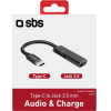SBS Audio Adaptor Type C To Jack 3.5 And Charging Black - (JACKTYCCHARGK)