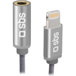 SBS Audio Cable Mfi Lightning To Jack 3.5 Female 15cm Silver - (ADAPTJACKMFIW)