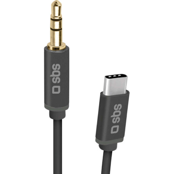 SBS Audio Cable Type C To Jack 3.5 1m Black - (CABLE35TYCK)
