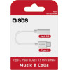 SBS Audio Cable Type C To Jack 3.5 Female 9cm White - (INTJACKTYCFMW)