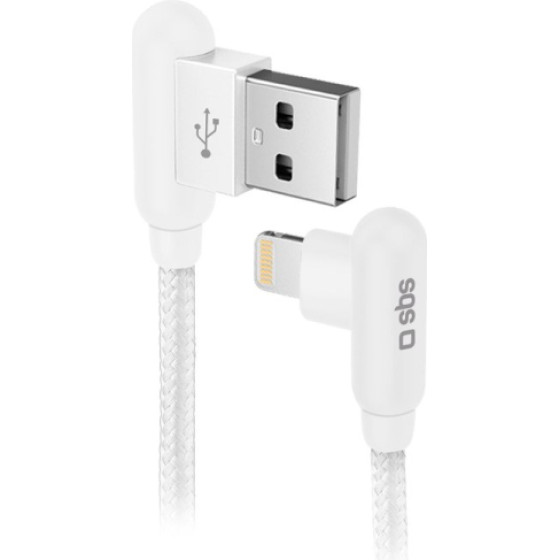 SBS Data Cable Mfi Lightning 90 Degrees Angle 1m White - (CABLE90LIGK)