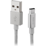 SBS Data Cable Type C 1.5m Nylon Barined Silver - (CABLETC15BS)