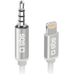 SBS Mfi Audio Cable Lightning To Jack 3.5 Silver - (ADAPTIPJACK35W)