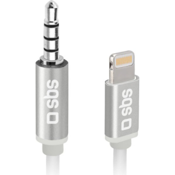 SBS Mfi Audio Cable Lightning To Jack 3.5 Silver - (ADAPTIPJACK35W)