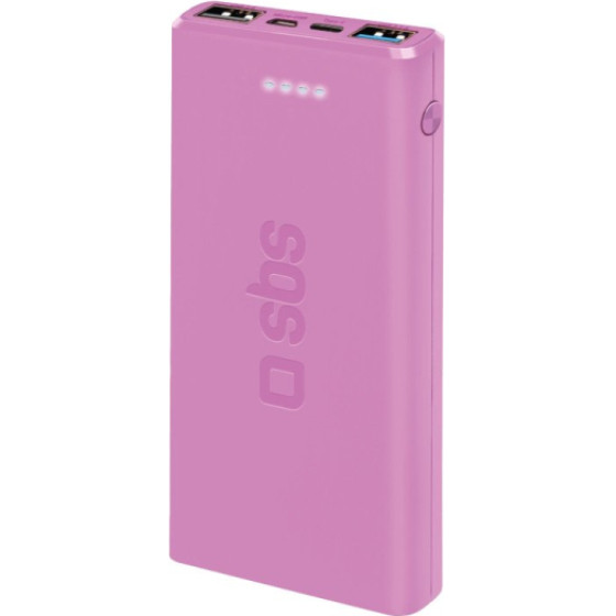 SBS Powerbank 10000 Mah 2 Ports 2.1A Pink - (BB10000FASTP)