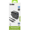 SBS Travel Charger 2 Ports 2.1A + Data Cable Type C 1m Black - (ITTRC2U2AFASTK)