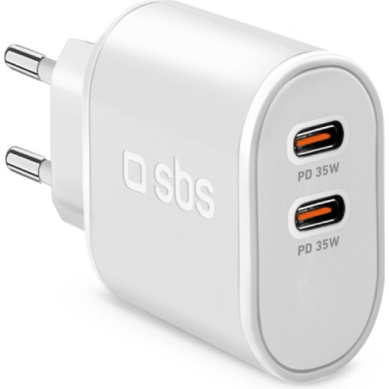 SBS Travel Charger 2 Ports Type C Pd 35W White - (TR2CPD35W)