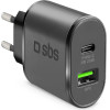 SBS Travel Charger 2 Ports Usb Afc /Type C Pd 25W Black - (TRPD25W)