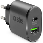 SBS Travel Charger 2 Ports Usb Afc /Type C Pd 25W Black - (TRPD25W)
