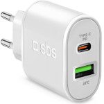 SBS Travel Charger 2 Ports USB/Type C Pd 20W White - (TRPD20W)