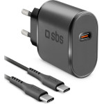 SBS Travel Charger Pd 15W + Data Cable Type C To Type C 1m Black - (KITTRTC15W)