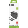 SBS Travel Charger Pd 15W + Data Cable Type C To Type C 1m Black - (KITTRTC15W)