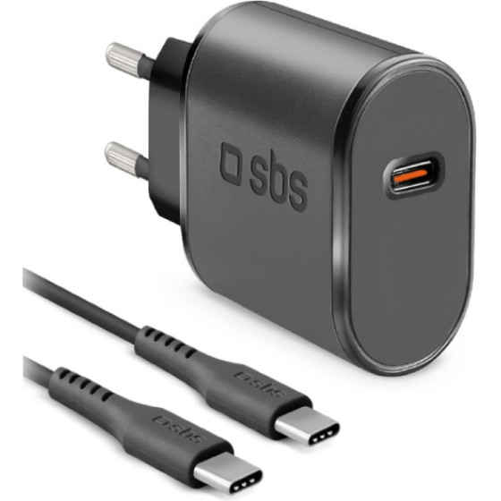 SBS Travel Charger Pd 15W + Data Cable Type C To Type C 1m Black - (KITTRTC15W)