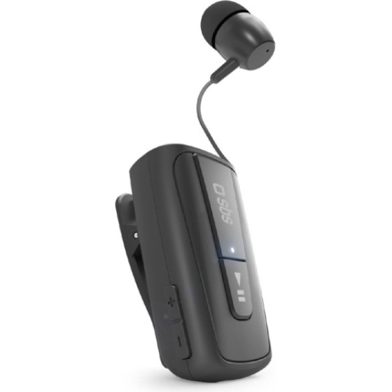 SBS Wireless Earphone Retractable Roller Clip Black - (ROLLCLIPBTK)
