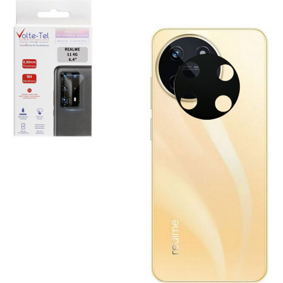 Volte-Tel Tempered Glass Realme 11 4G 6.4'' 9H 0.25mm 3D Curved For Camera BLACK - (5205308356148)