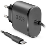 SBS Travel Charger Fixed 2.1A + Data Cable Micro Usb 1m Black - (TRMICRO21AFAST)