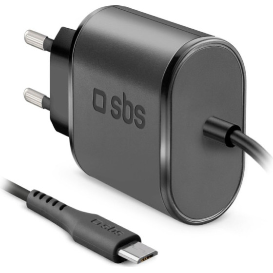 SBS Travel Charger Fixed 2.1A + Data Cable Micro Usb 1m Black - (TRMICRO21AFAST)