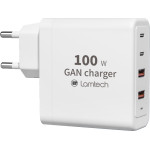 Lamtech Gan Fast Charger 2xTYPE-C & 2xQC3.0 Output 100W - (LAM113416)