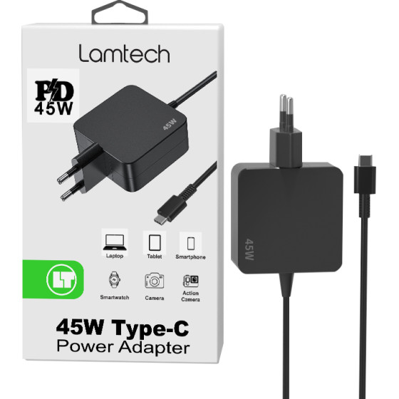 Lamtech TYPE-C Power Adapter 45W - (LAM113430)
