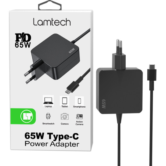 Lamtech TYPE-C Power Adapter 65W - (LAM113447)