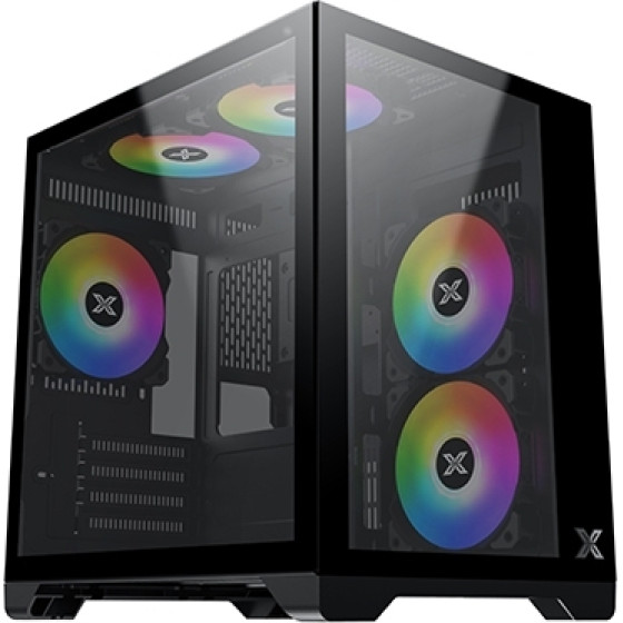 XIGMATEK Aqua M, Micro Gaming Case, Tempered Glass, 5x RGB Fans �� controller