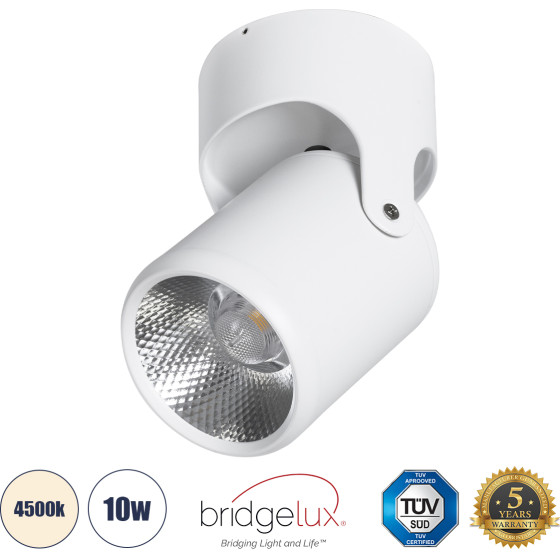 GloboStar Detronic ����������� ��������� Spot Downlight Led 10W 1300lm 24� Ac 220-240V IP20 �9cm x �16cm - ��������� - ����� - ������ ����� 4500K - Bridgelux Cob - Tuv Certified Driver - 5 ������ ������� - (60501)