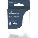MediaRange Plastic Tape Cassette For Label Printers Using Brother TZ-233/TZe-233 12mm 8m Laminated Blue On White - (MRBTZ233)