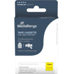 MediaRange Plastic Tape Cassette For Label Printers Using Brother TZ-c31/TZe-c31 12mm 8m Laminated Black On Fluorescent Yellow - (MRBTZC31)