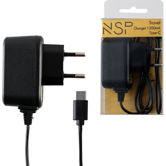 NSP Travel 2600/2650 Type C 1200mA 1.0m Black - (5205308358586)
