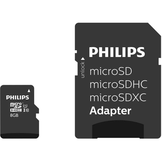 Philips Microsdhc 8GB Class 10 With Adapter - (FM08MP45B/00)