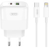 XO ��������� PD20W/QC18W, 1 ���� Usb + 1 ���� PD, �� ������� LIGHTNING, ����� - (L137)