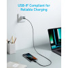 Anker 322 USB-C To USB-C Cable 480MBps, 60W, 0.9m Black - (A81F5G11)