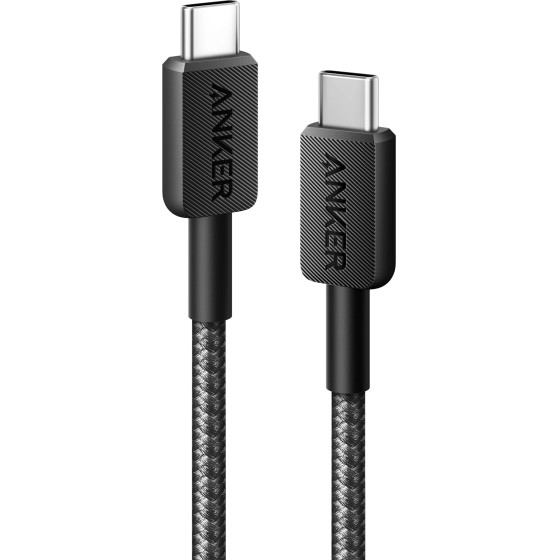 Anker 322 USB-C To USB-C Cable 480MBps, 60W, 0.9m Black - (A81F5G11)