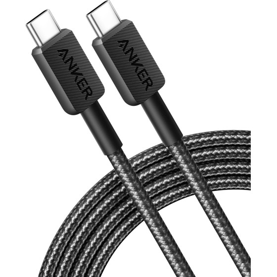 Anker 322 USB-C To USB-C Cable 480MBps, 60W, 1.8m Black - (A81F6G11)