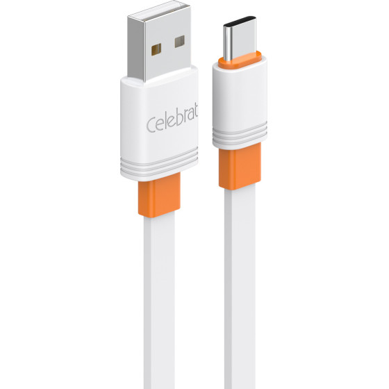 Celebrat ������� USB-C �� Usb CB-33C, flat, 15W, 1m, ����� - (CB-33A-C-WH)