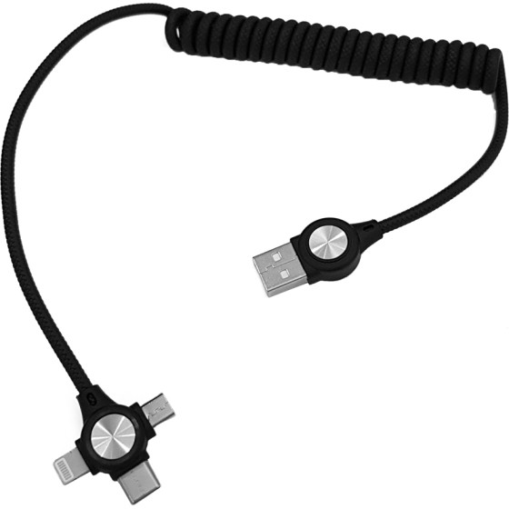 Powertech ������� Usb �� 3 In 1 12W, ������, ��� 1m, ����� - (CAB-U114)