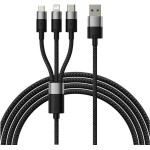 Baseus 3in1 Braided Usb To Lightning / Type-C / Micro Usb Cable 3.5A ����� 1.2m - (CAXS000001)